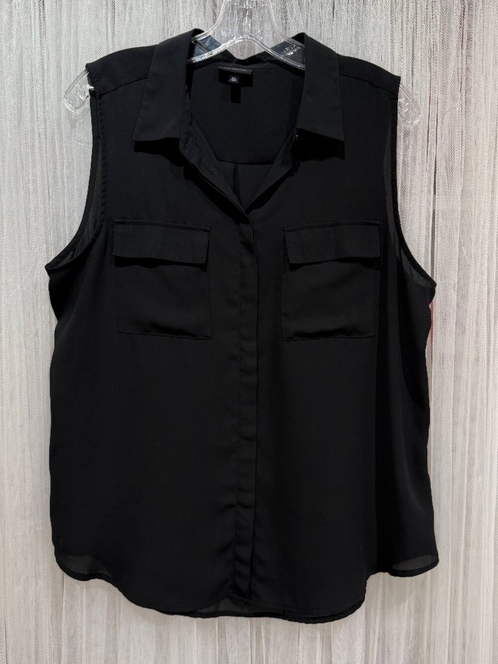 Who What Wear Black Sleeveless Button Front Blouse Women’s XL Collared Top